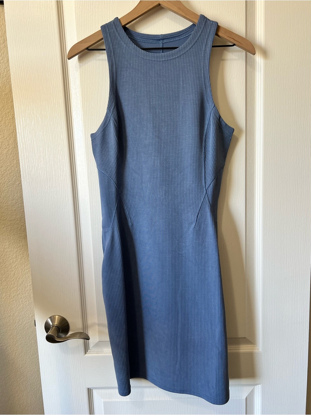Lululemon Ribbed Softstreme slim-fit tank dress Oasis Blue Women’s 8